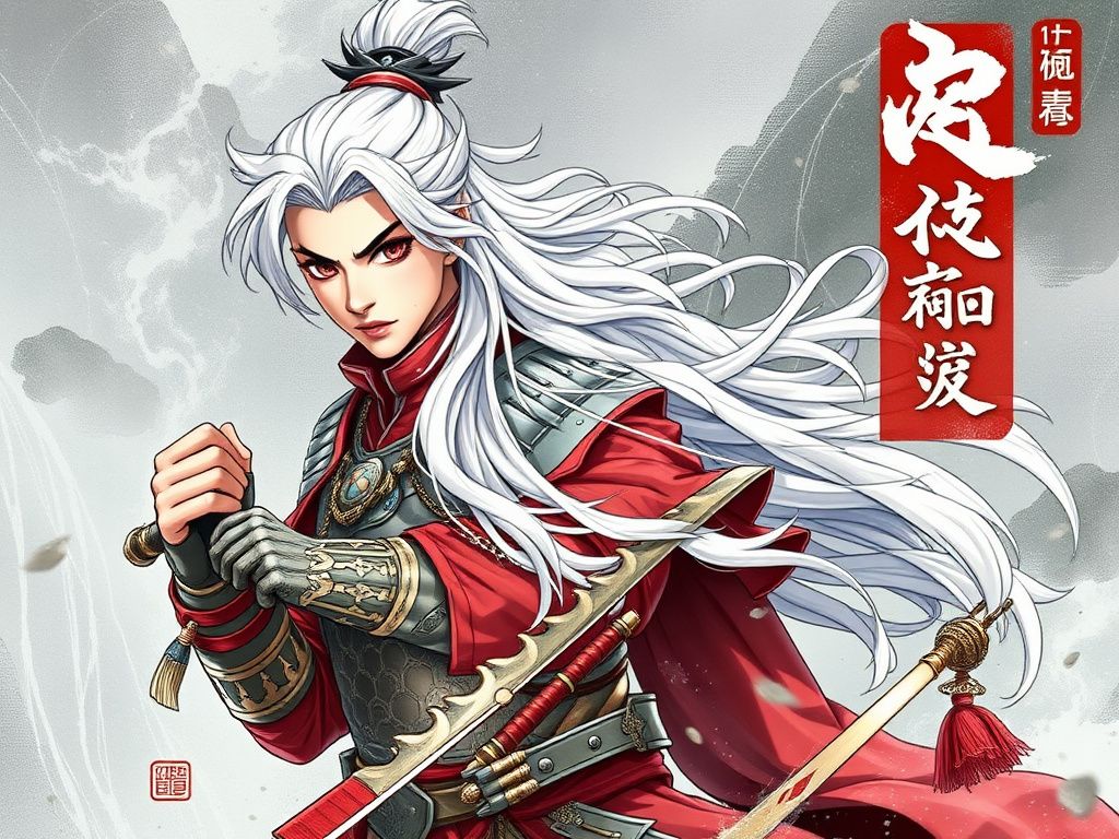 Chinese fantasy comic cover with a white-haired warrior
